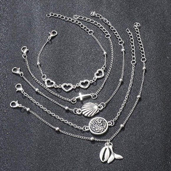 Shell/Heart/Cross/Whale Bracelets, 5-Piece Set - Picture 4 of 8